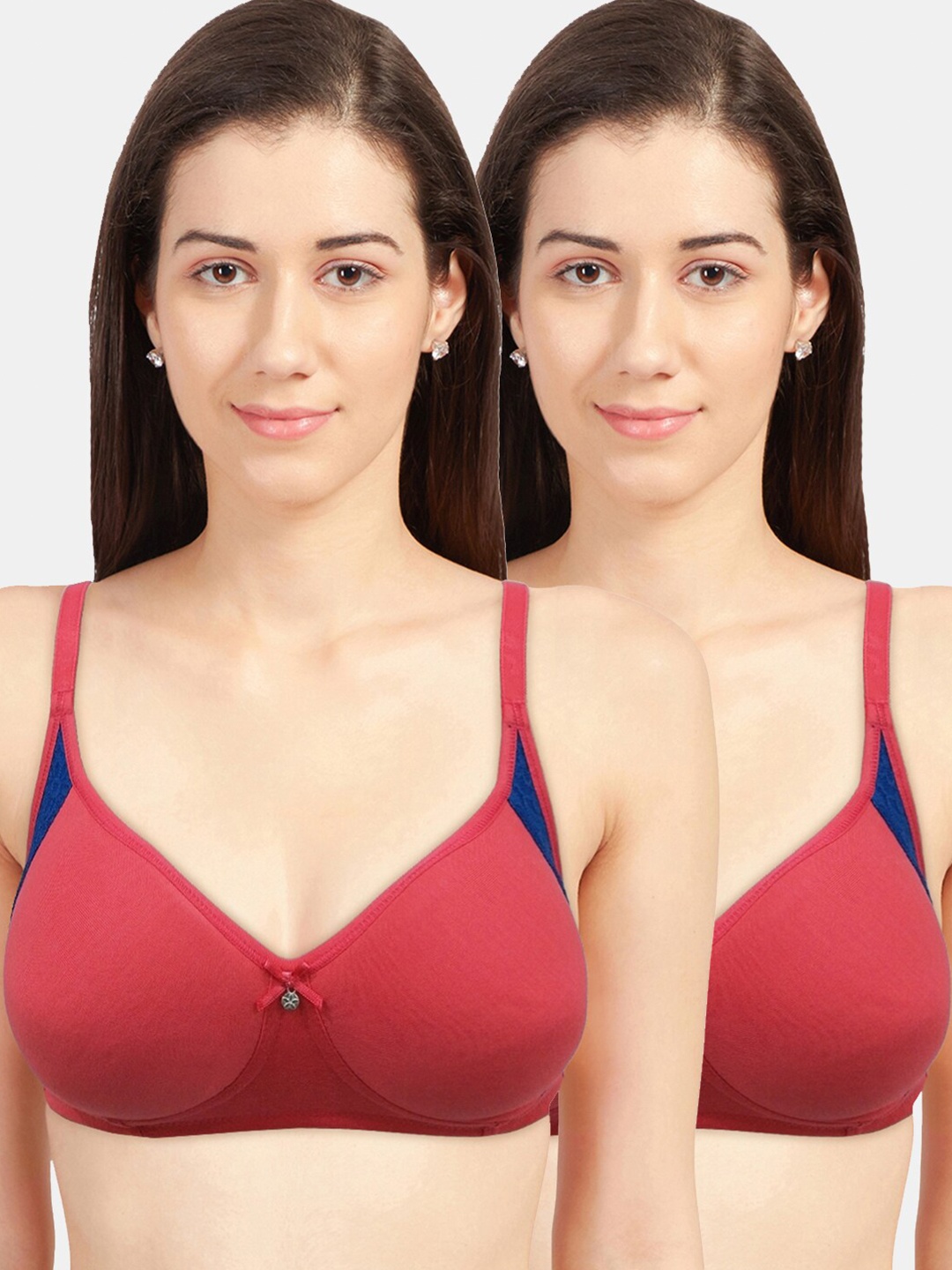 

Sonari Coral & Blue Non Padded Seamless Everyday Bra Set Of 2