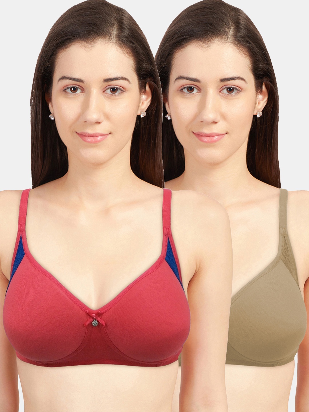 

Sonari Pack Of 2 Assorted Pure Cotton Bra corecoralnude32C
