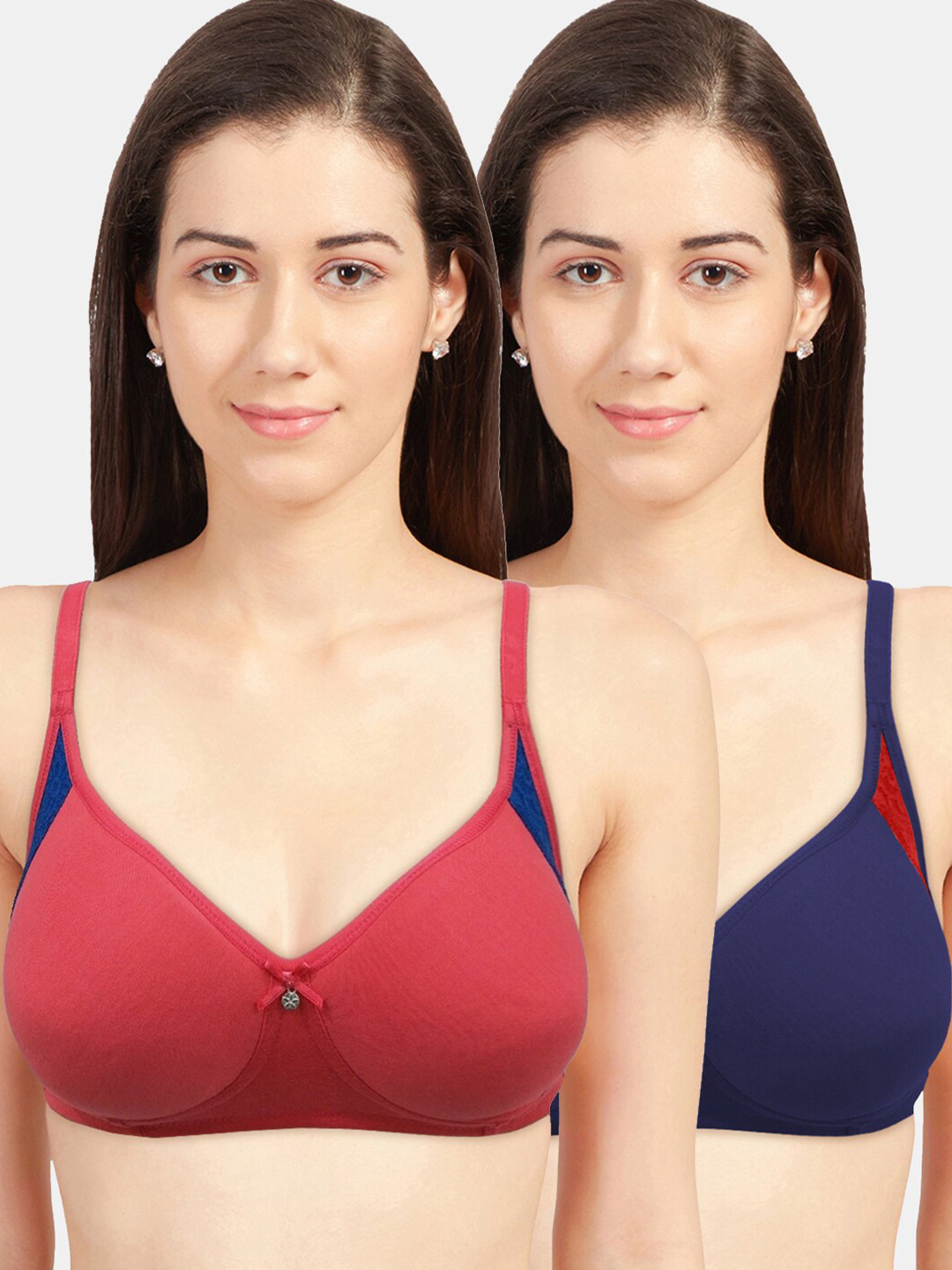 

Sonari Red & Blue Pack of 2 Non Padded Non Wired Everyday Bra