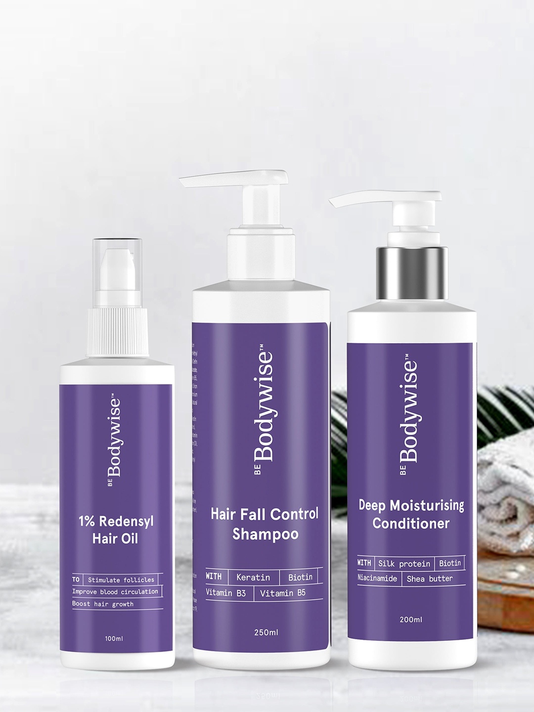 

Be Bodywise Hair Fall Reduction Pack with Hair Oil, Shampoo & Conditioner, Purple