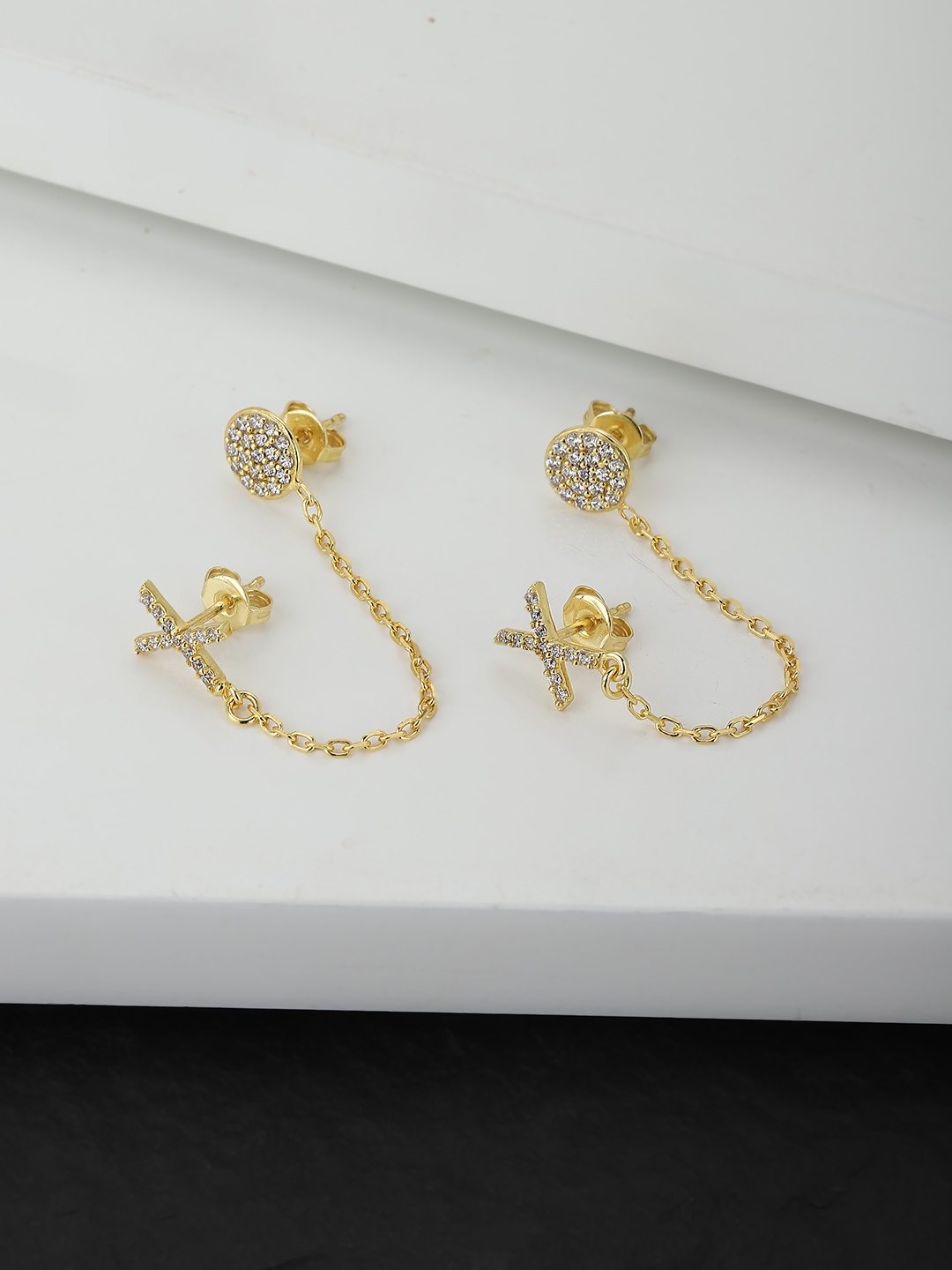 

Carlton London Gold-Plated Contemporary Studs Earrings