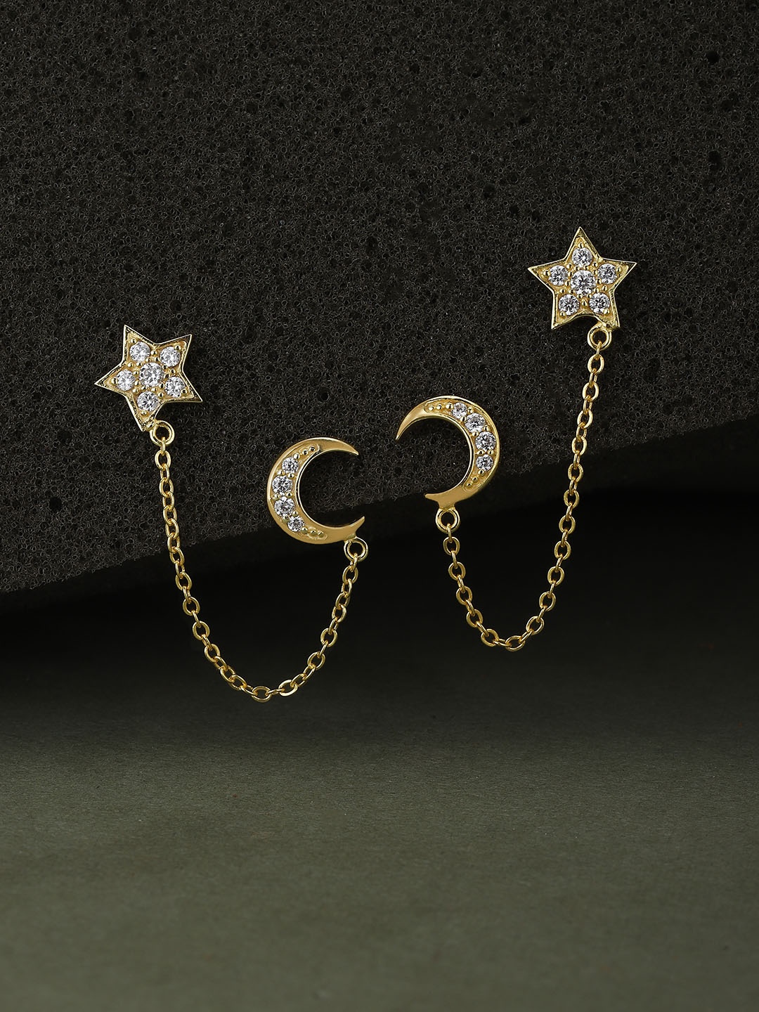 

Carlton London Gold-Plated Star Shaped Studs Earrings