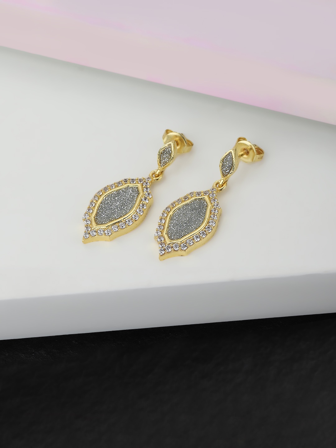 

Carlton London Gold-Plated Contemporary Drop Earrings