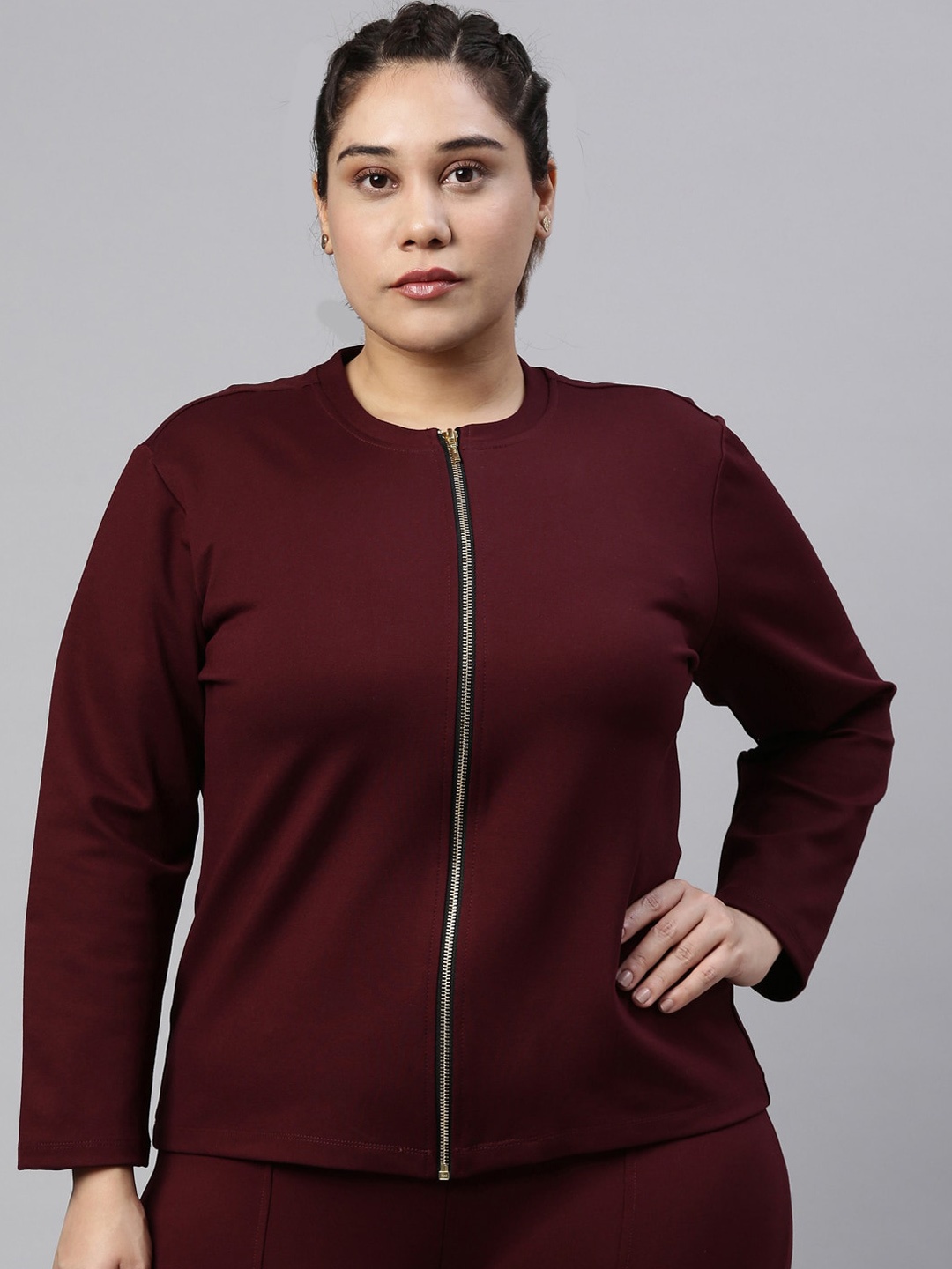 

The Pink Moon Plus Size Women Maroon Tailored Jacket