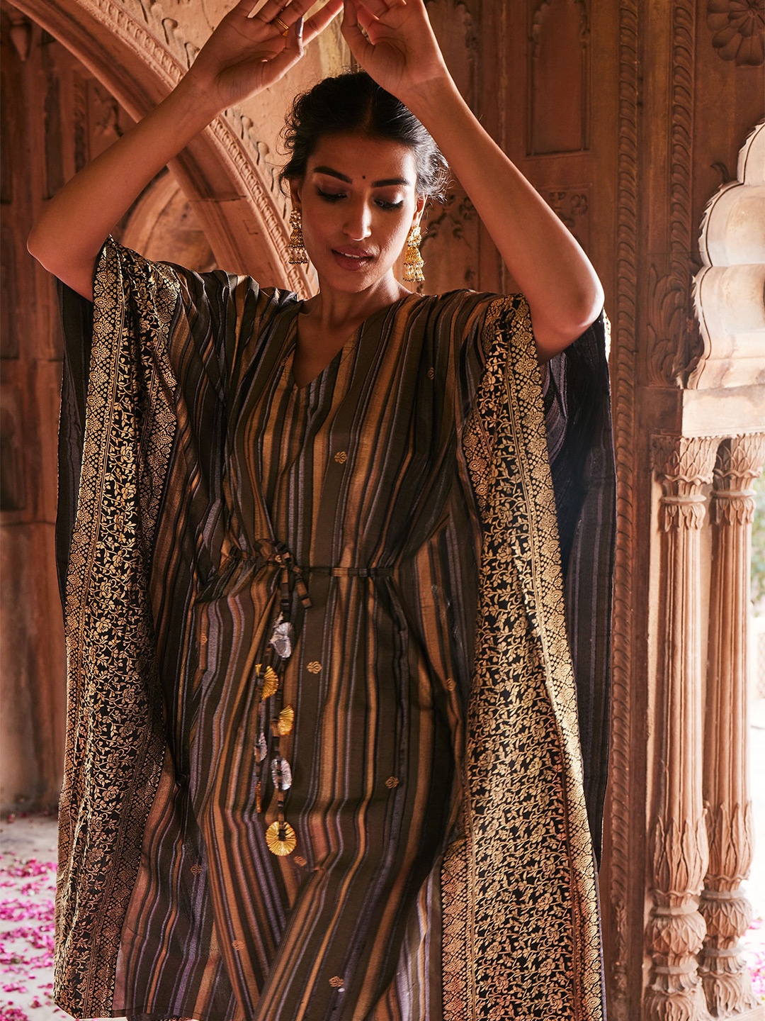 

Ahalyaa Chic Brown Georgette Kaftan Kurta