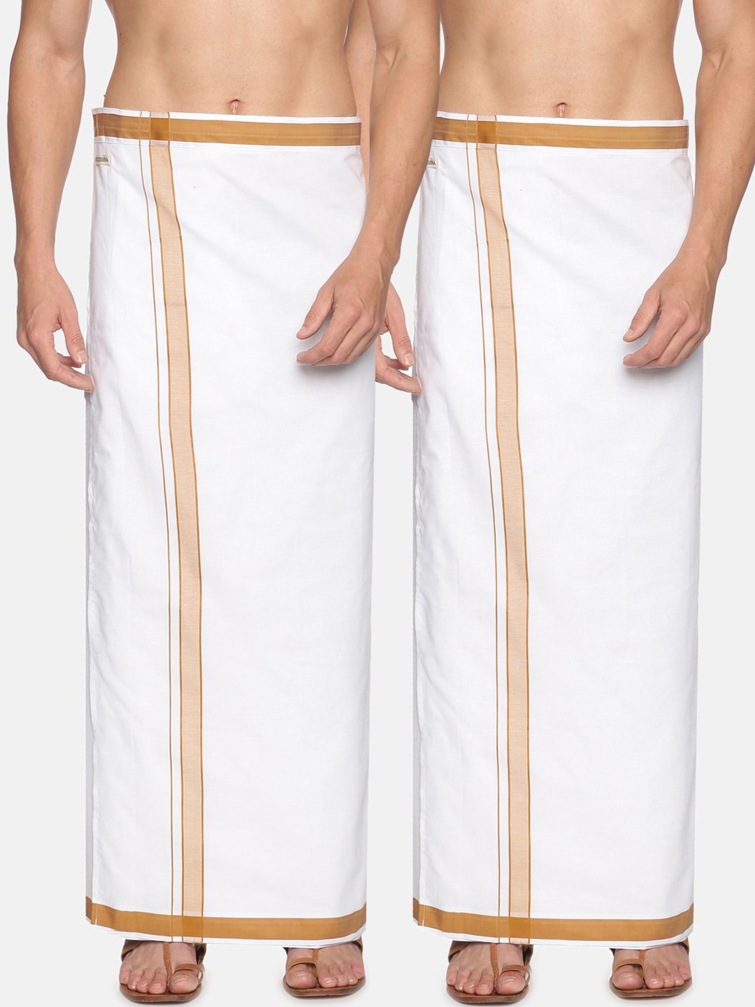 

Sethukrishna Men Pack Of 2 Solid Cotton Dhotis, White