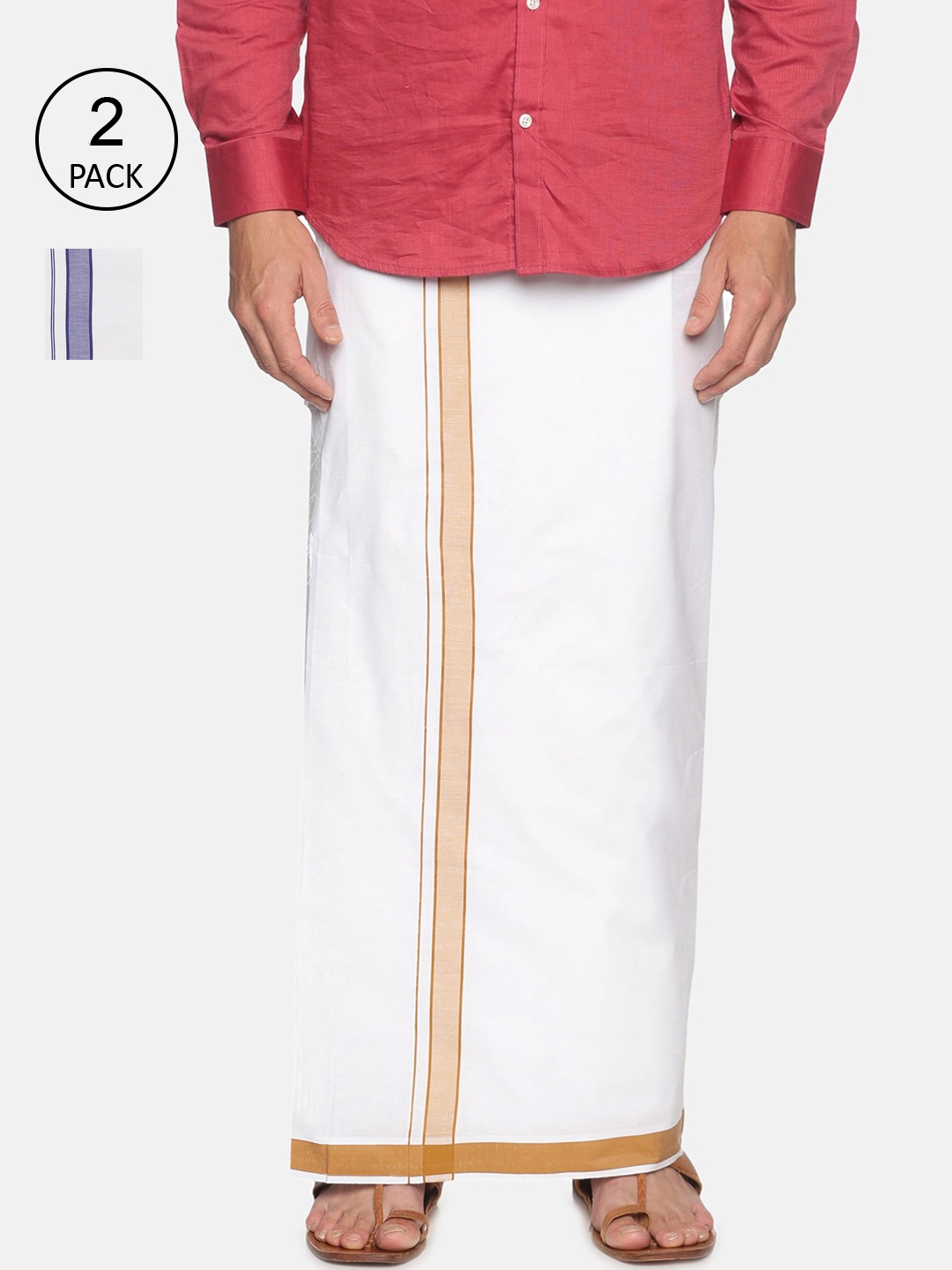 

Sethukrishna Men Pack Of 2 White Solid Cotton Dhoti