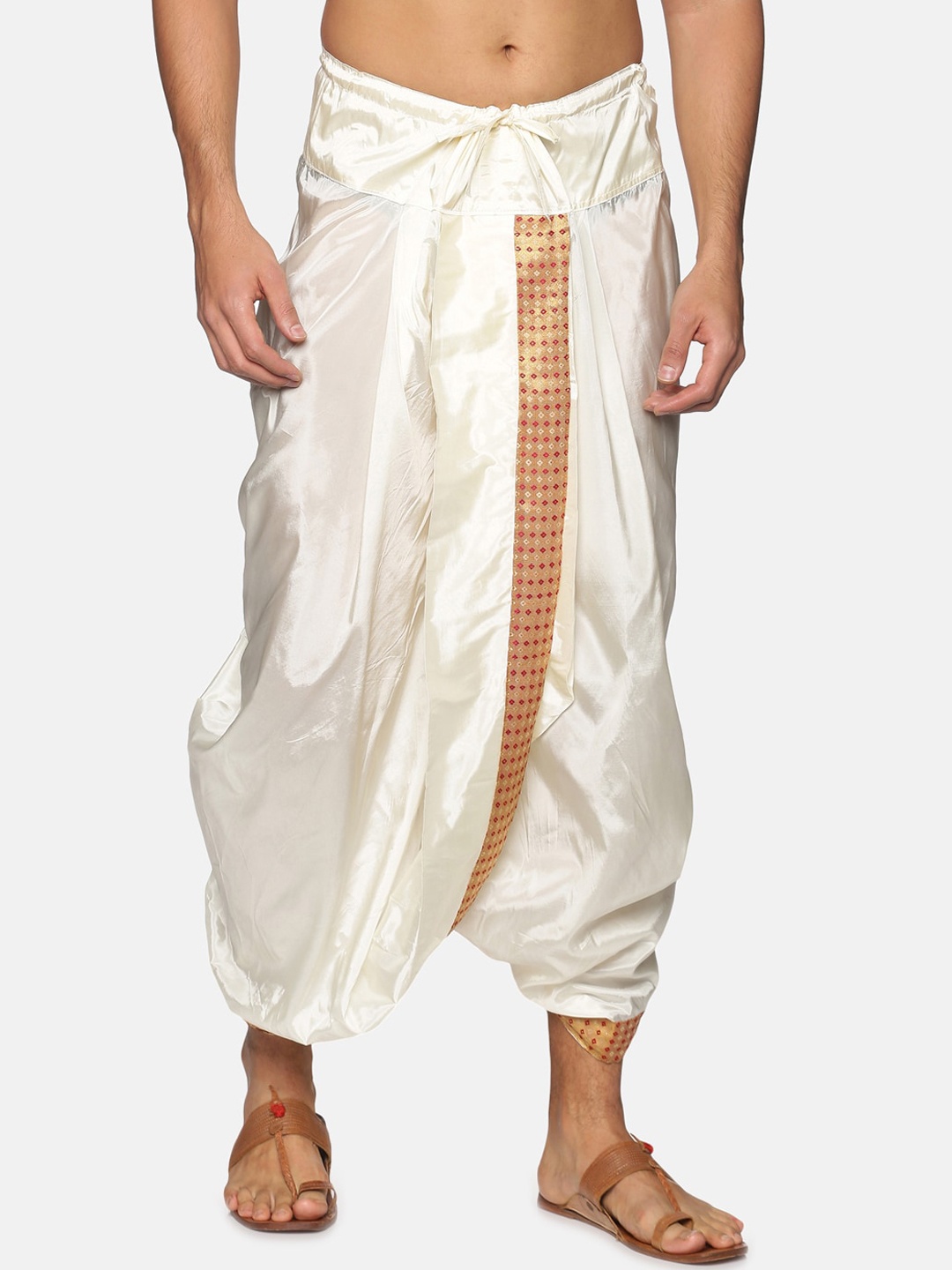 

Sethukrishna Men Cream-Coloured Solid Dhoti