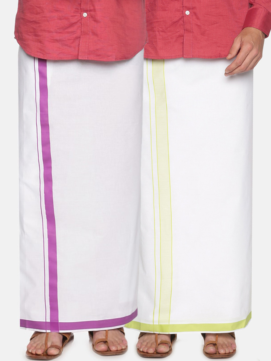 

Sethukrishna Men Pack Of 2 White Solid Cotton Dhoti