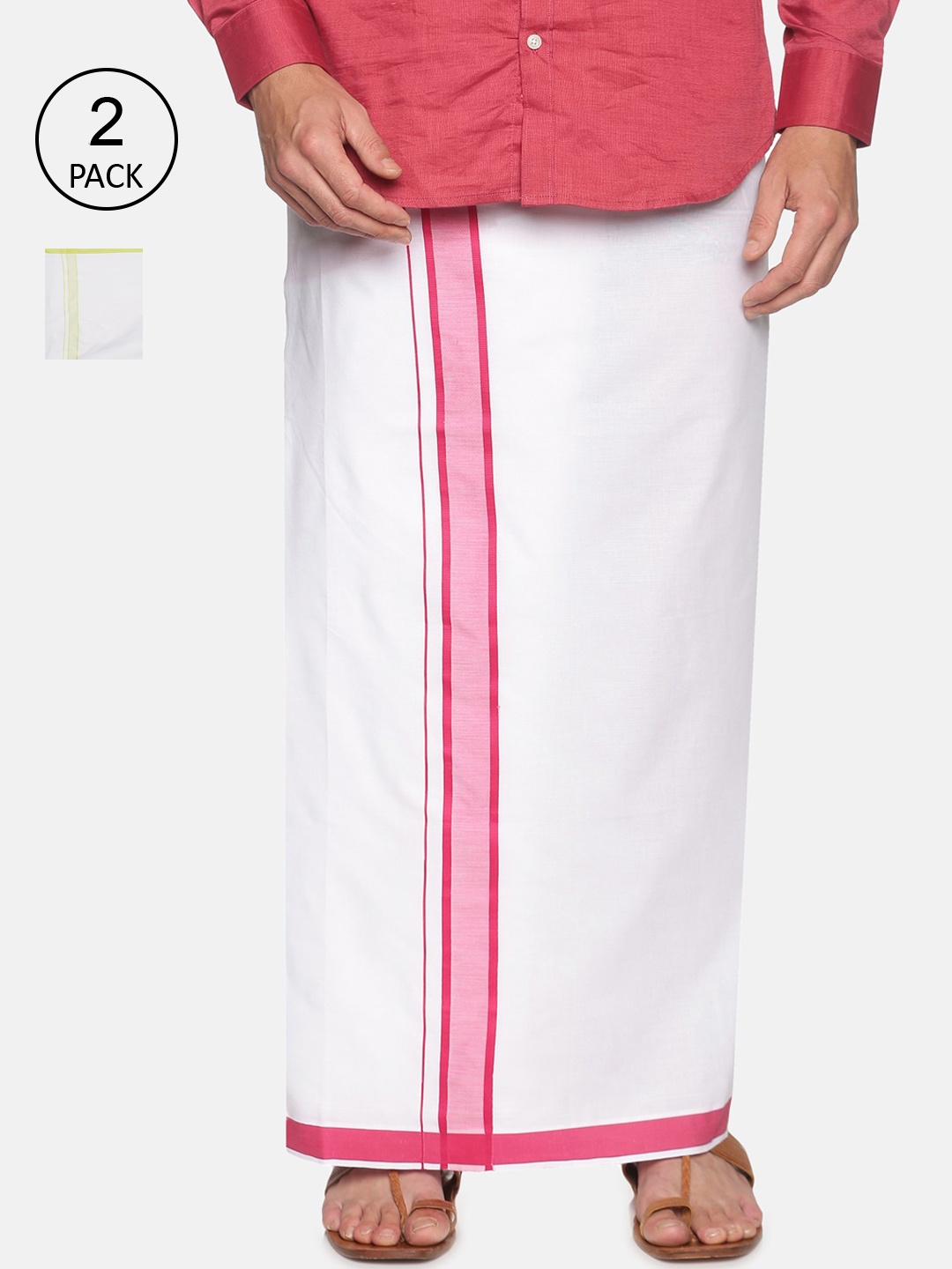

Sethukrishna Men Pack Of 2 White Solid Cotton Dhoti