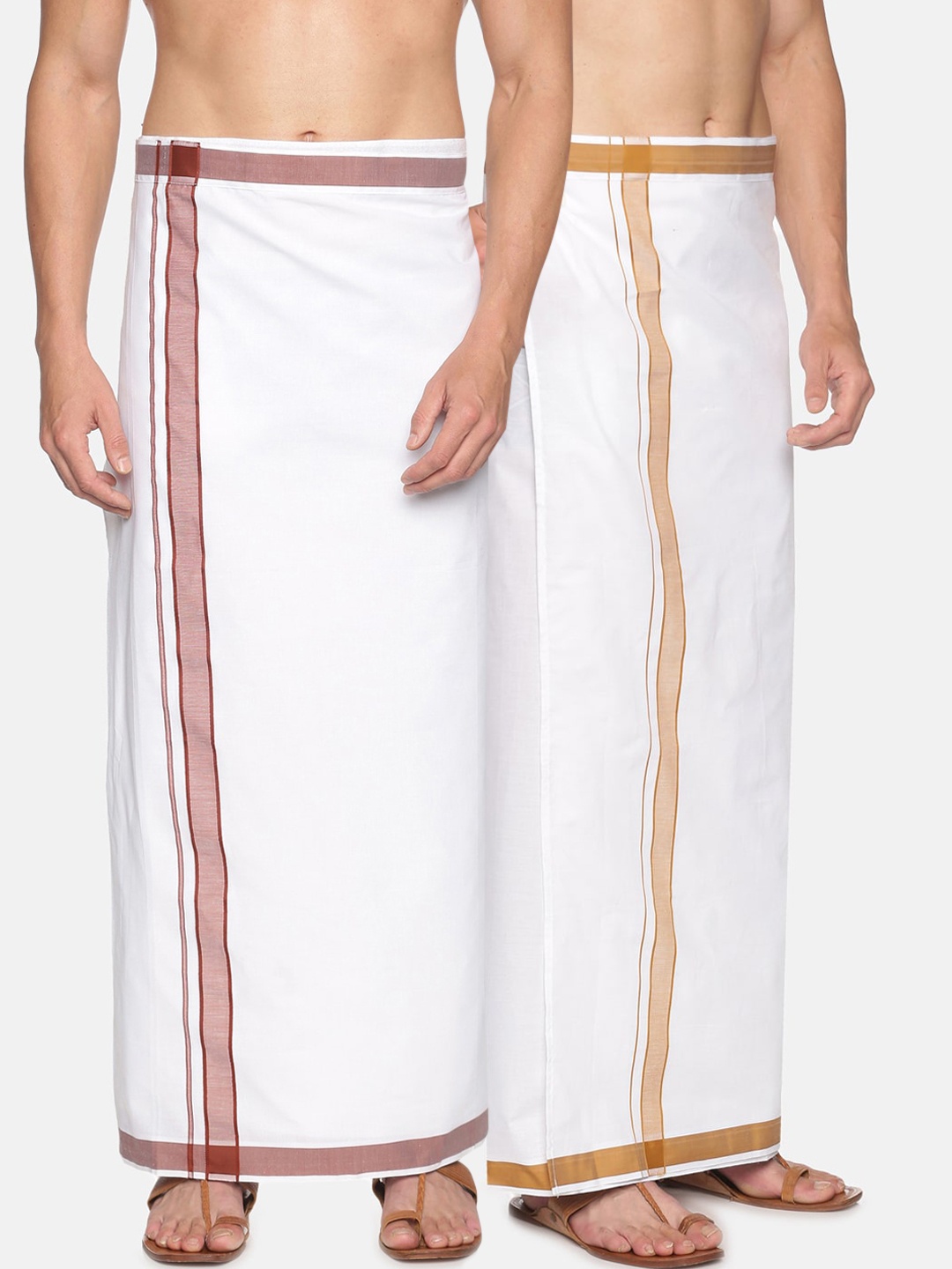 

Sethukrishna Men White Pack of 2 Solid Cotton Dhoti