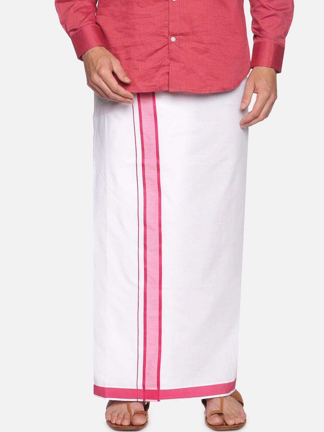 

Sethukrishna Men White Solid Cotton Dhoti
