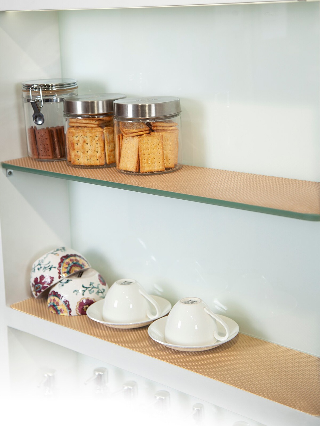 

OBSESSIONS Beige Dot Pattern Shelf Liner