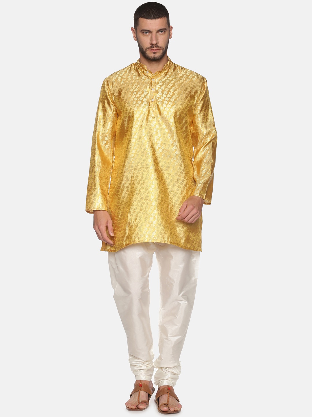 

Sethukrishna Men Gold-Toned Kurta with Pyjamas