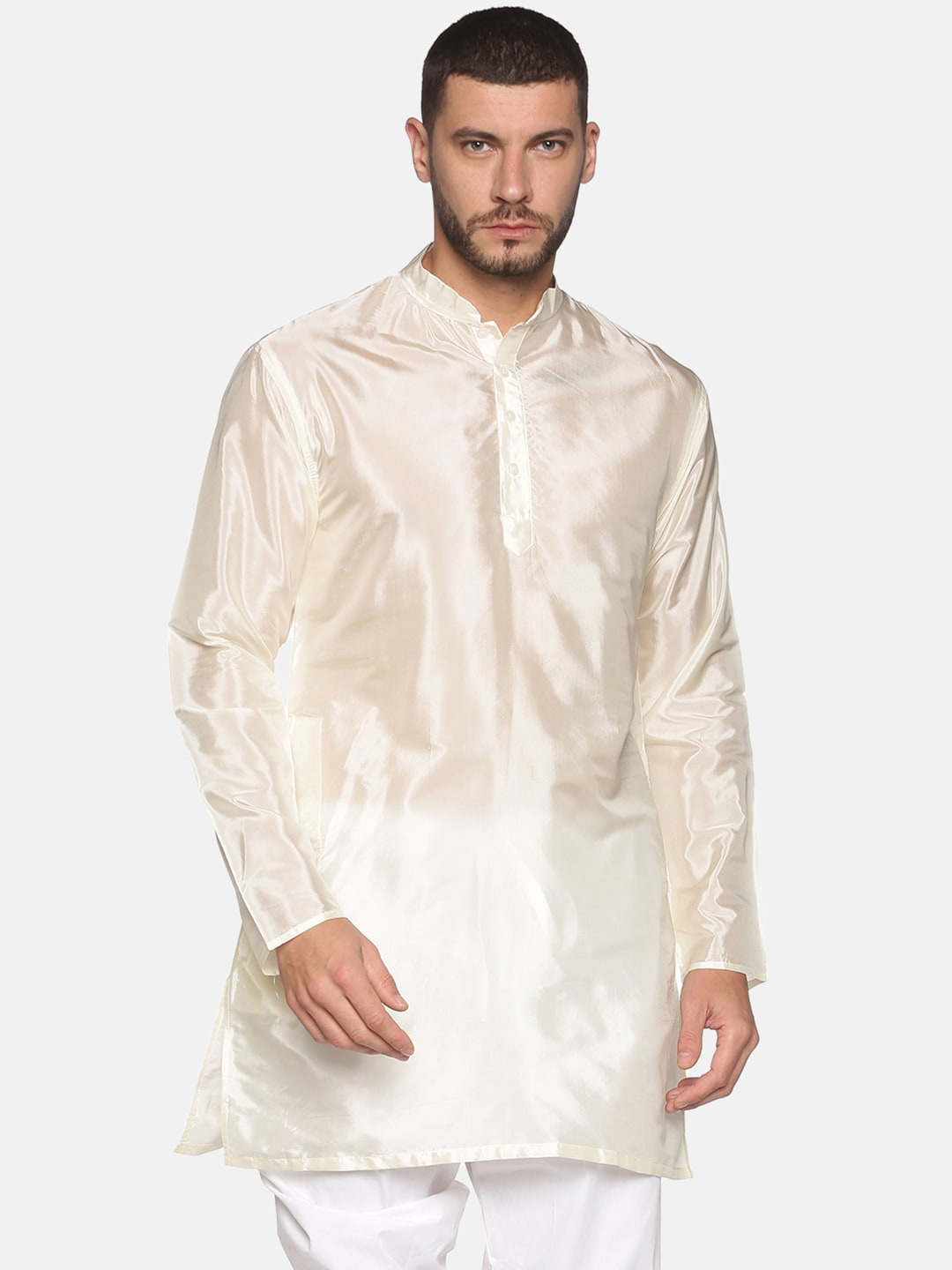 

Sethukrishna Men Cream-Coloured Solid Kurta