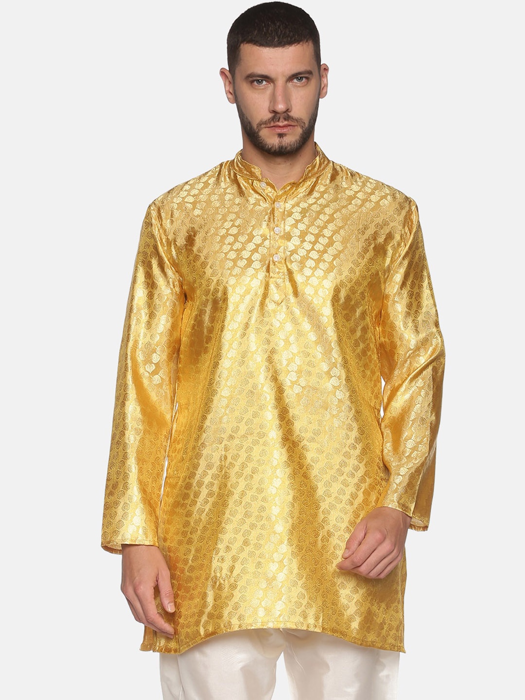 

Sethukrishna Men Gold-Toned Self Design Kurta