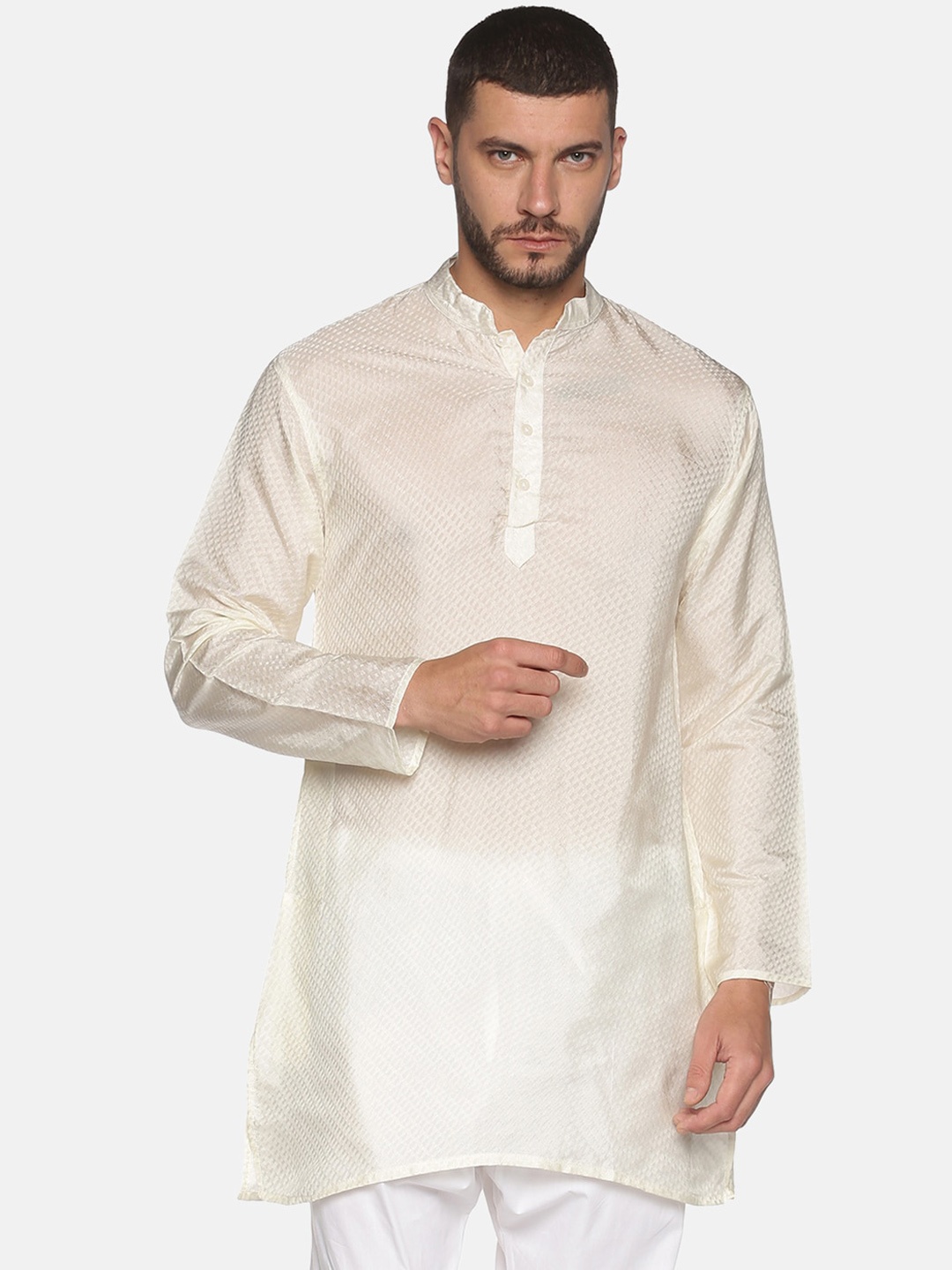 

Sethukrishna Men Cream-Coloured Kurta