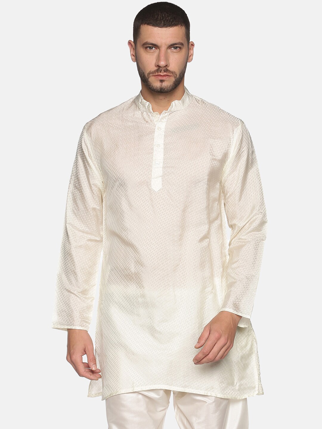 

Sethukrishna Men Cream-Coloured Self Design Kurta