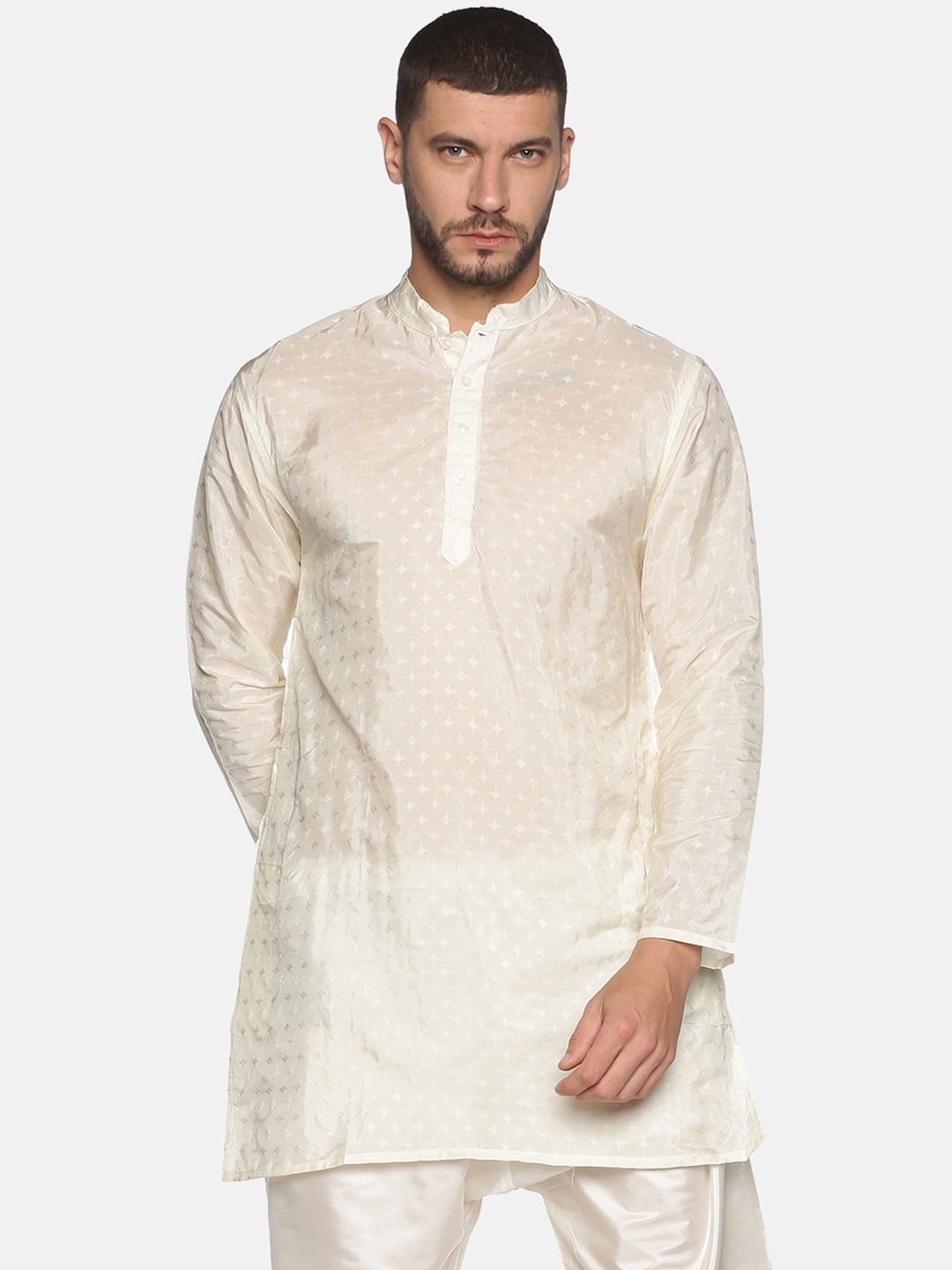 

Sethukrishna Men Cream-Coloured Woven Design Kurta