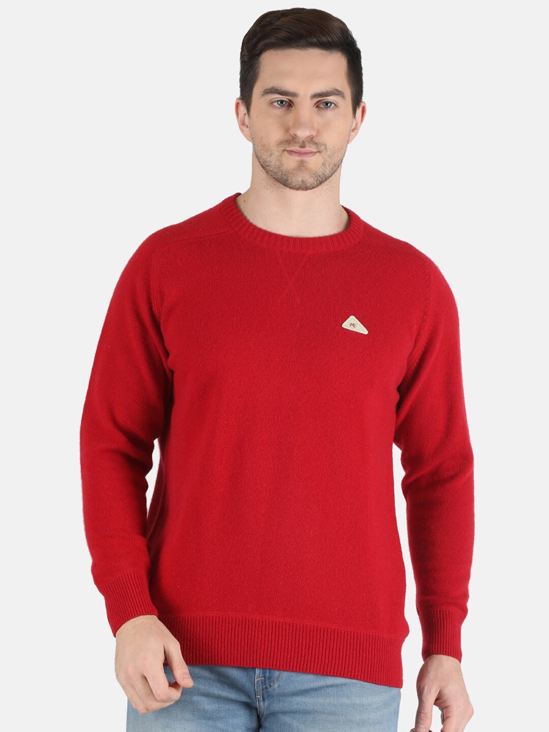 

Monte Carlo Men Maroon Solid Pure Wool Pullover
