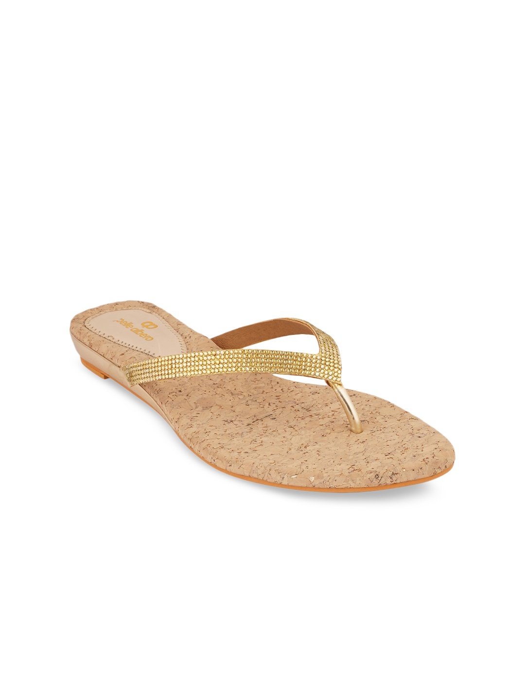 

pelle albero Women Gold-Toned Embellished T-Strap Flats