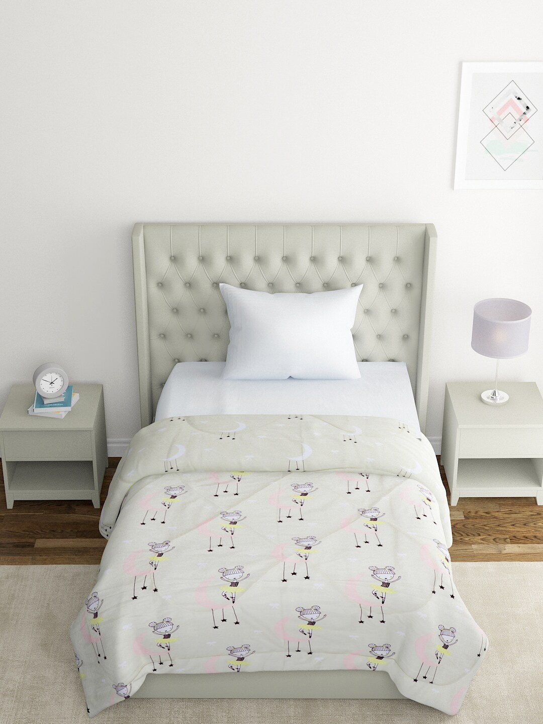 

A Homes Grace Off-White Cartoon Characters AC Room 210 GSM Single Bed Comforter