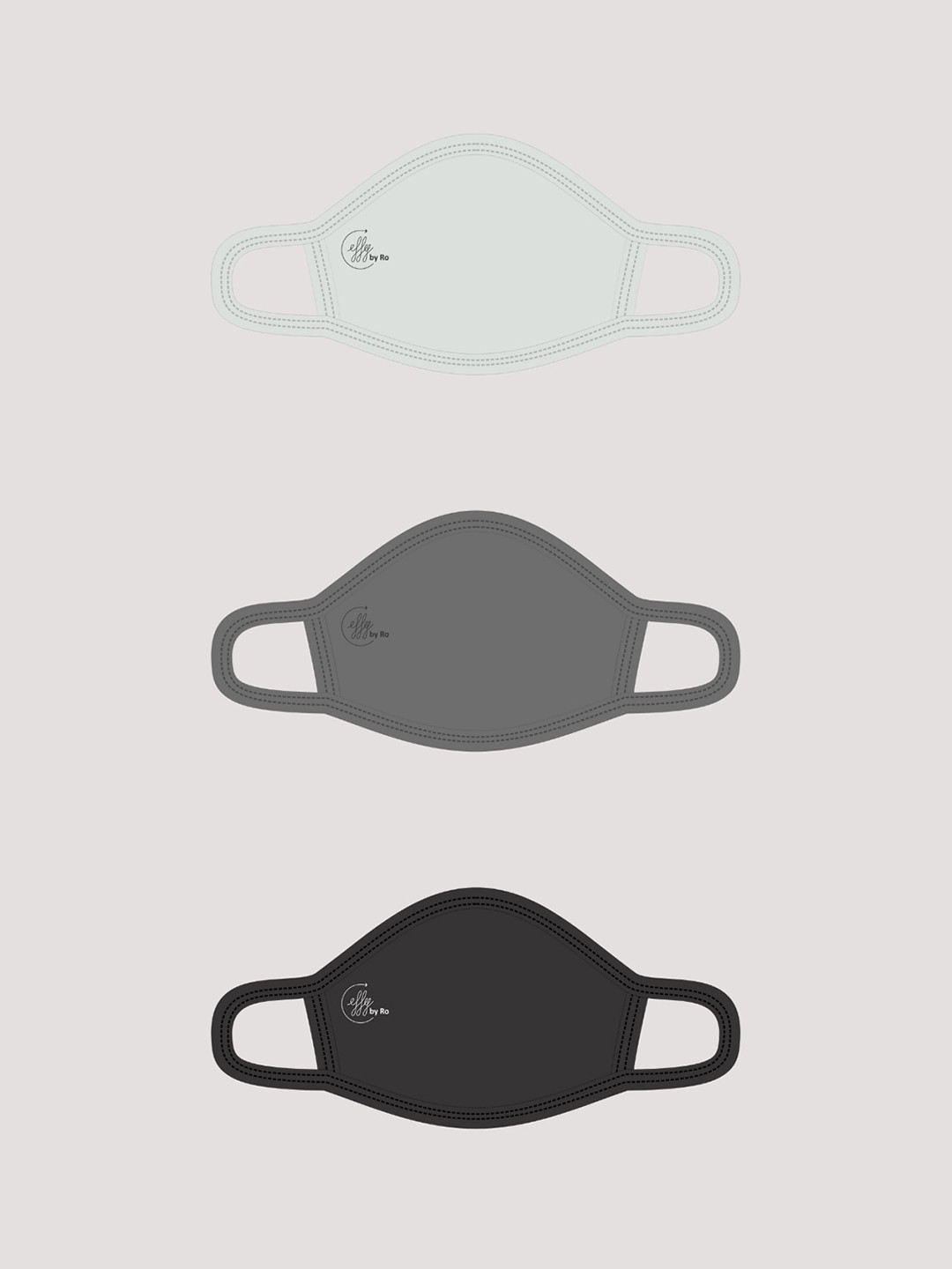 

effy Assorted Set Of 3 Solid Organic Cotton Cloth Masks