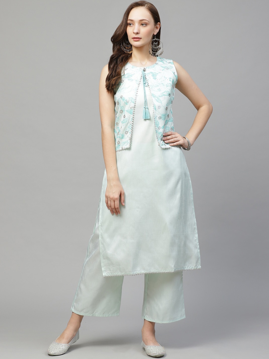 

ZIYAA Women Green Kurta with Jacket