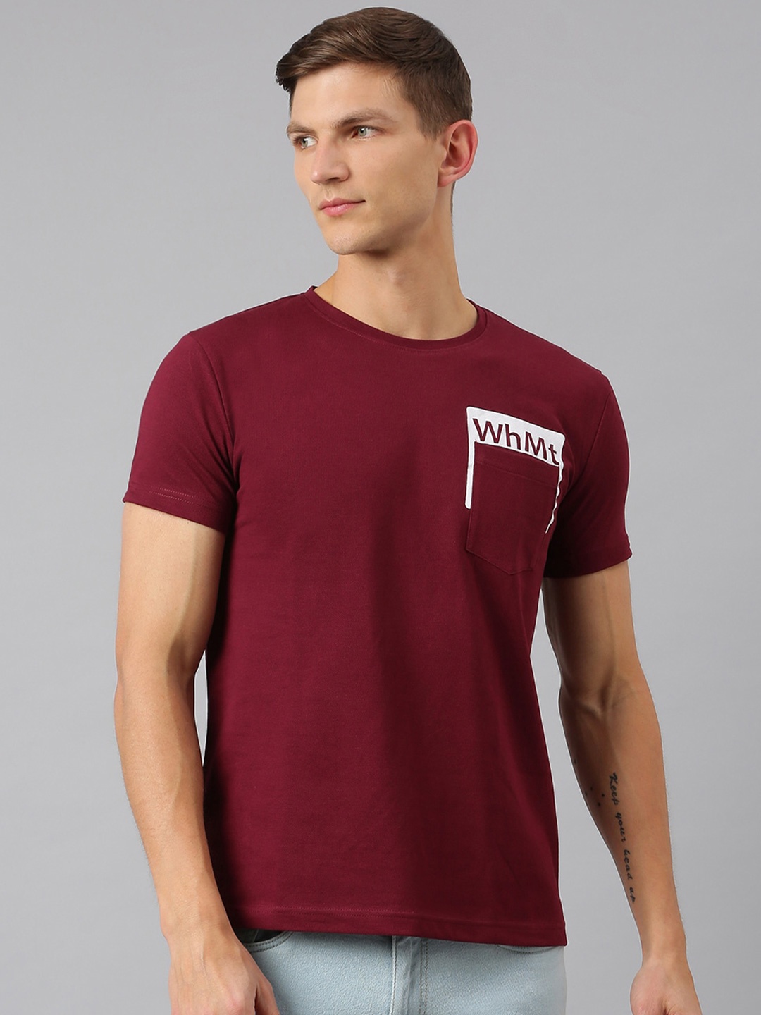 

Thomas Scott Men Maroon Cotton Pockets Sustainable T-shirt
