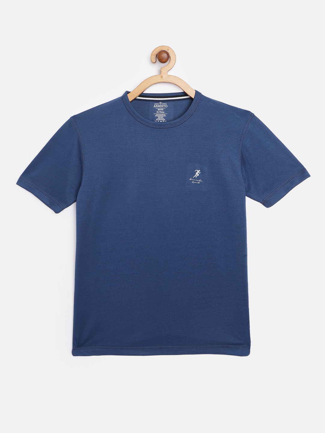 

ARMISTO Boys Blue Solid Dri-FIT Football T-shirt