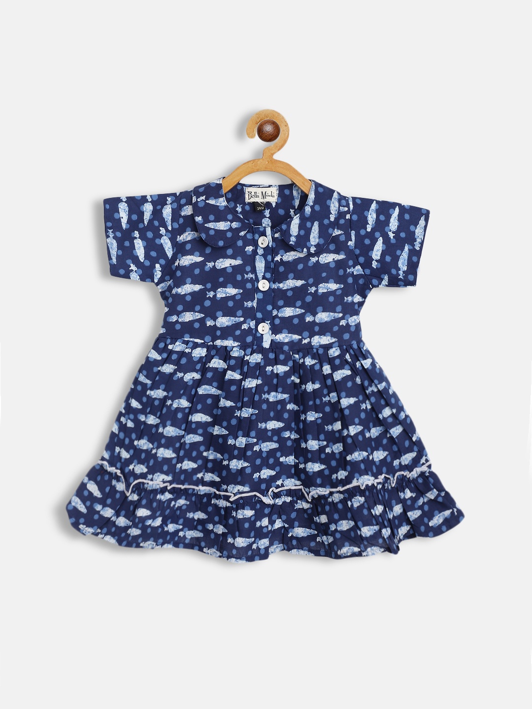 

Bella Moda Blue Peter Pan Collar Fit & Flair Cotton Dress