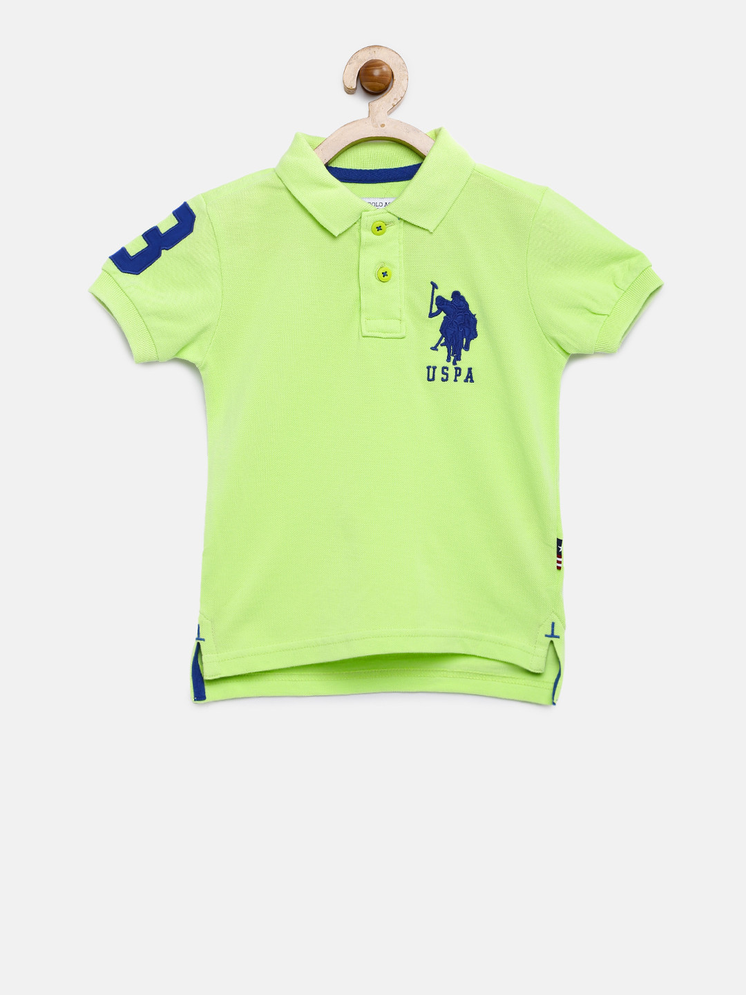 

U.S. Polo Assn. Kids Boys Lime Green Solid Polo Collar Cotton T-shirt