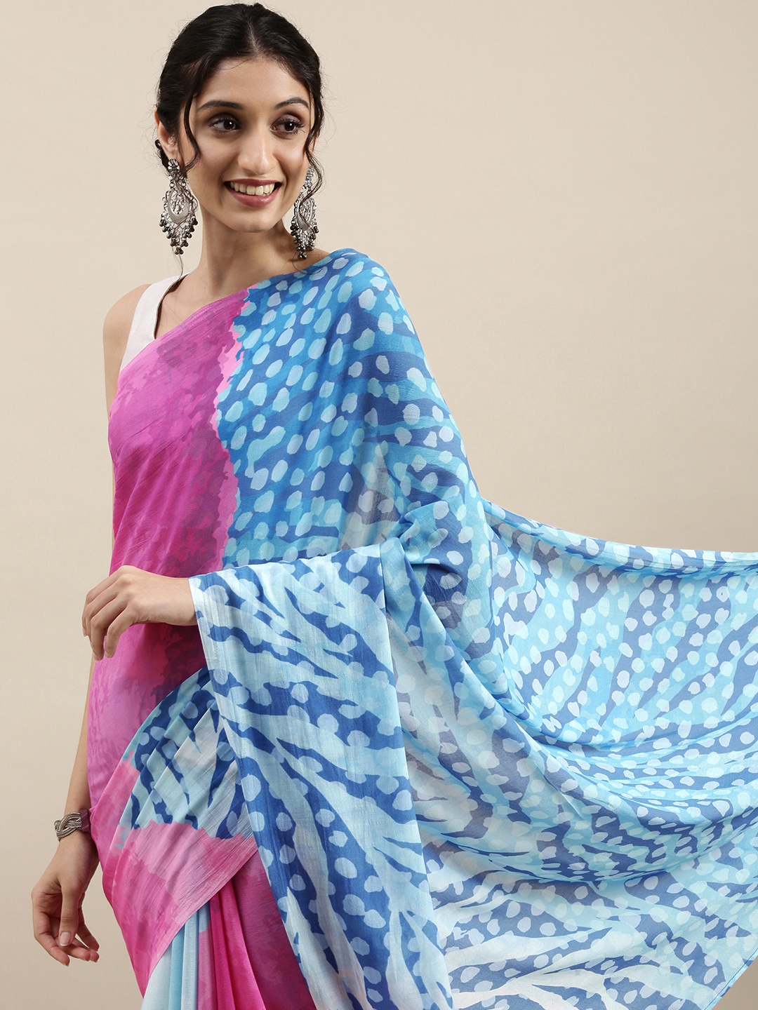 

navyasa Blue & Purple Liva Georgette Saree