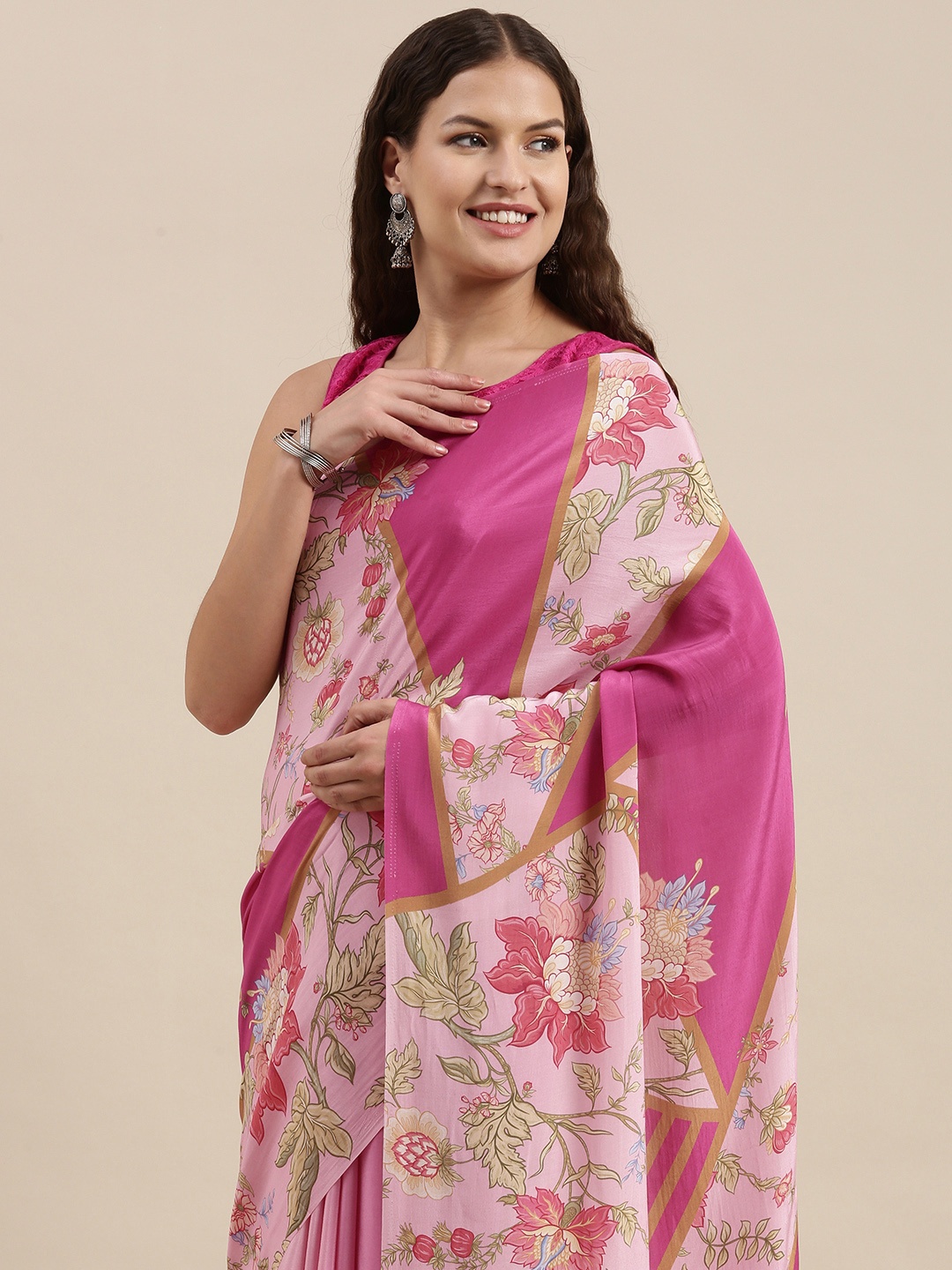 

navyasa by liva Pink Ethnic Motifs Saree