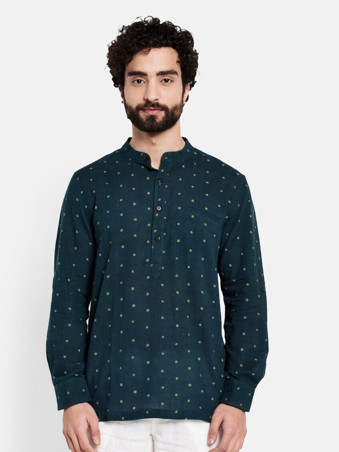 

Fabindia Men Blue Original Slim Fit Printed Casual Shirt