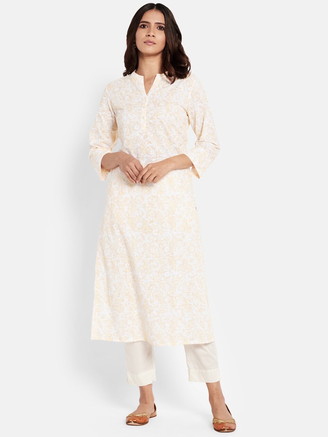 

Fabindia Women Off White Ethnic Motifs Printed Kurta
