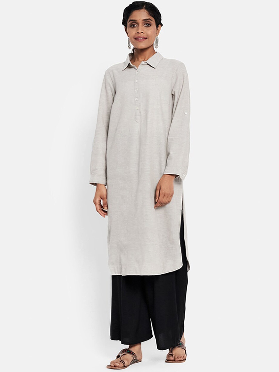 

Fabindia Women Grey Pathani Kurta