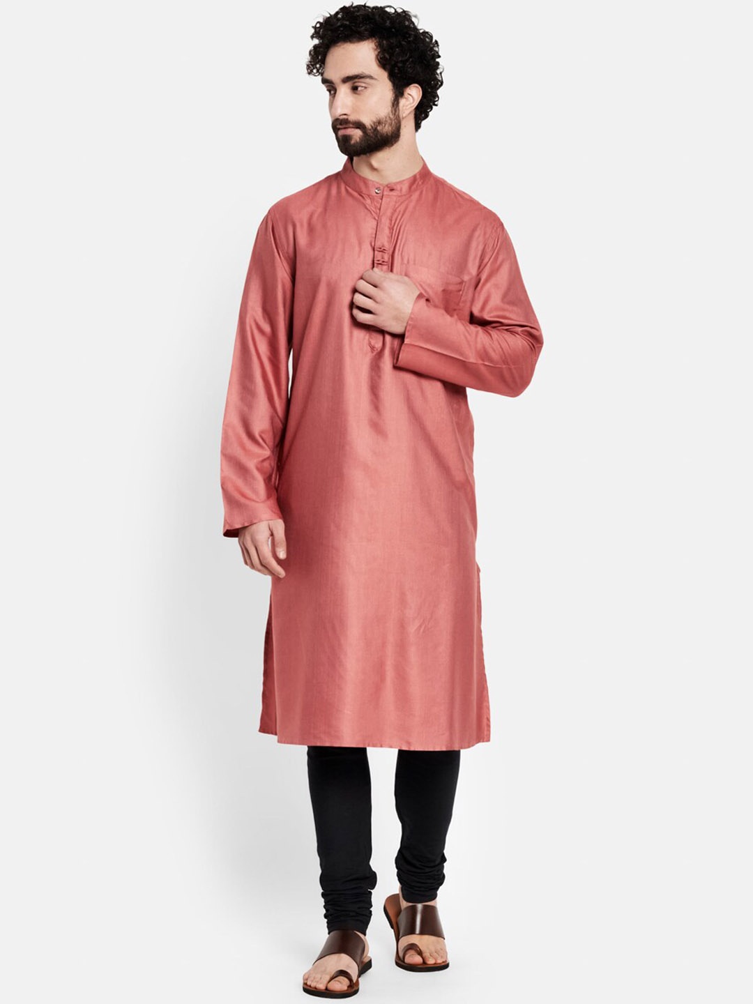 

Fabindia Men Peach-Coloured Kurta