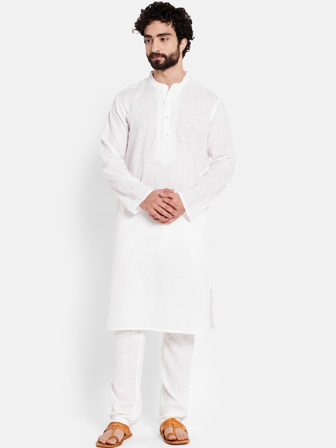 

Fabindia Men White Solid Kurta