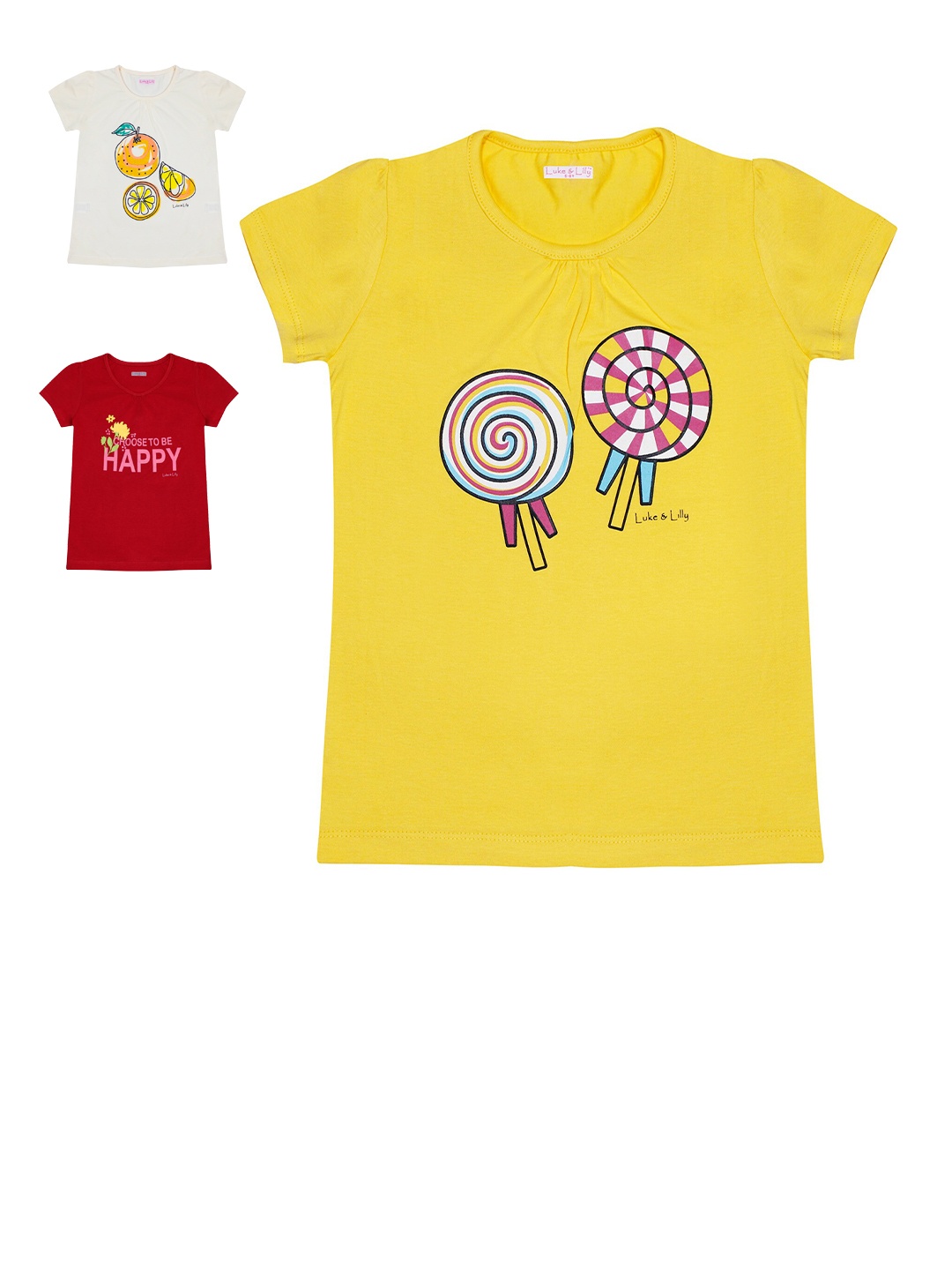

Luke & Lilly Girls Pack of 3 Printed Applique T-shirt, Multi