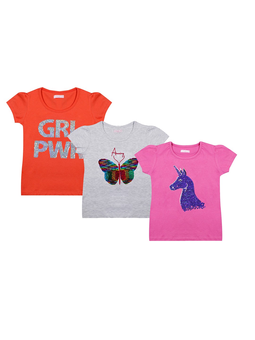 

Luke & Lilly Girls Set of 3 Embellished Top, Red