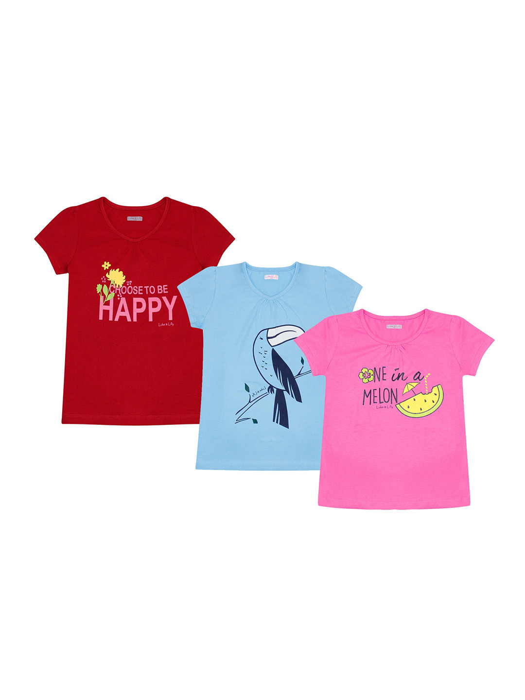 

Luke & Lilly Girls Multicoloured Pack of 3 Typography Printed T-shirt, Multi