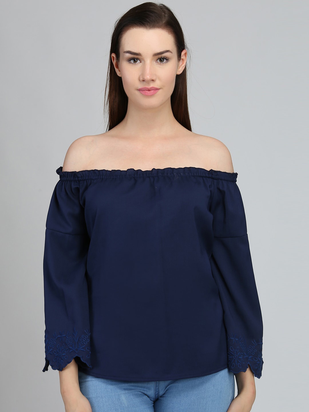 

DODO & MOA Navy Blue Off-Shoulder Bardot Top