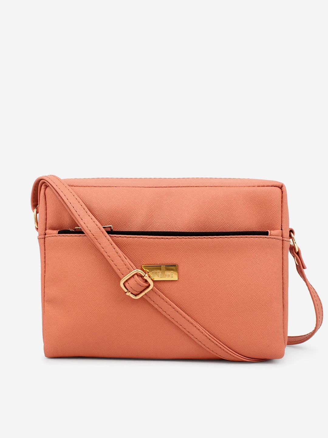 

yelloe Peach-Coloured Solid Sling Bag