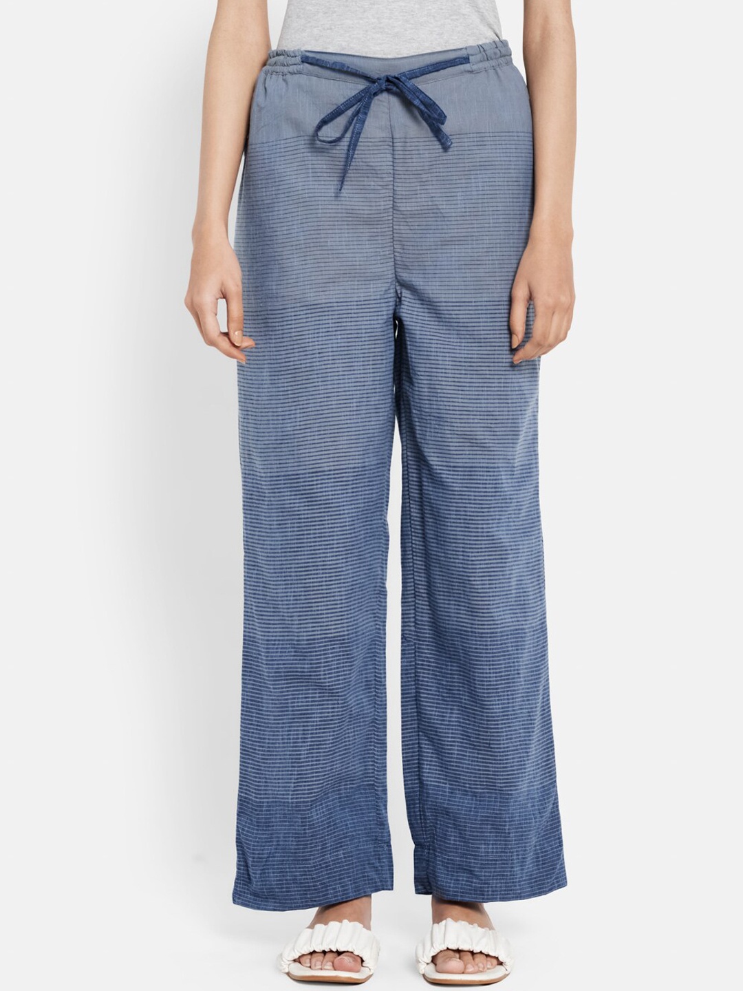 

Fabindia Women Blue Striped Relaxed Trousers