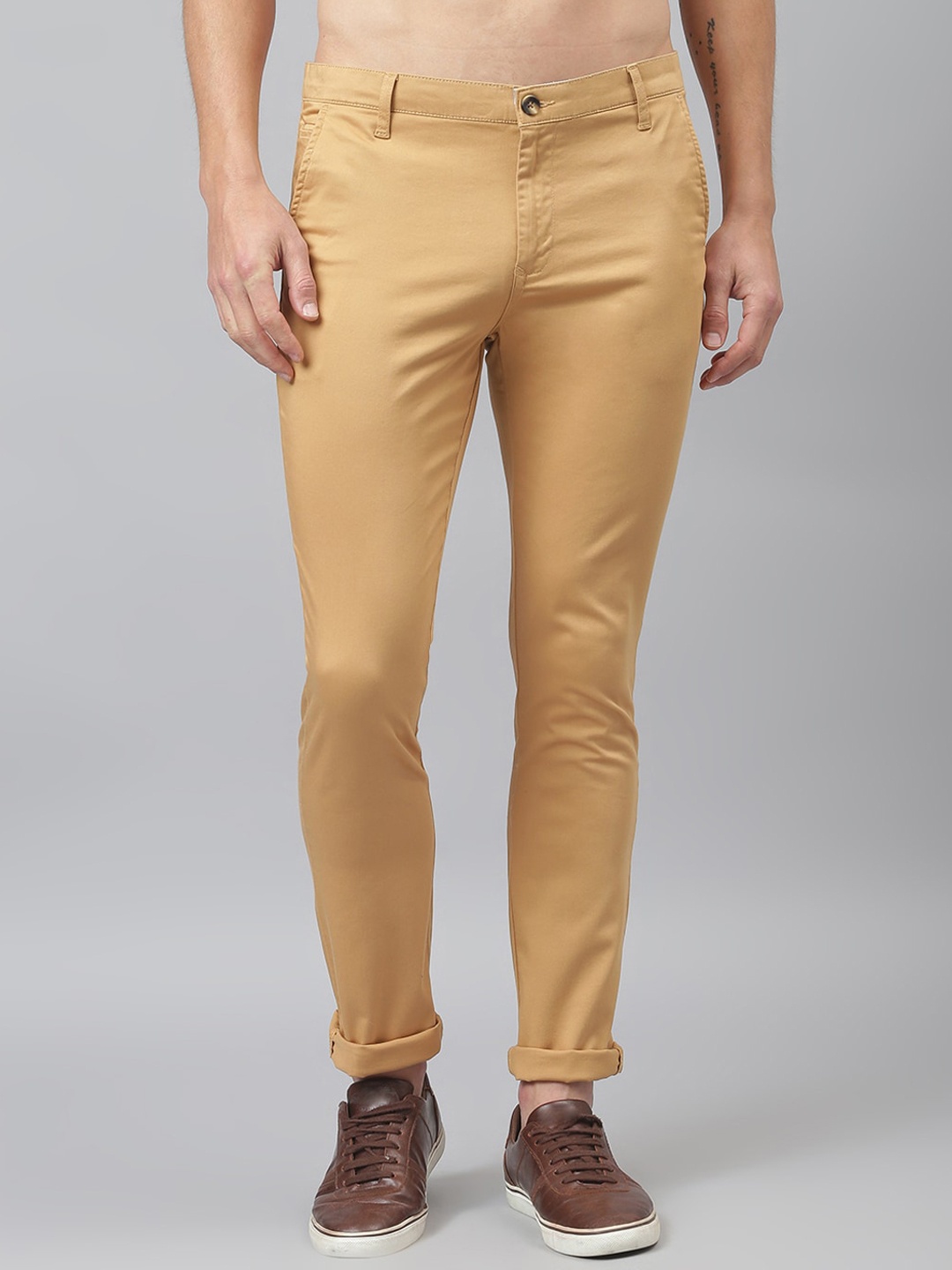 

Thomas Scott Men Khaki Easy Wash Sustainable Chinos Trousers