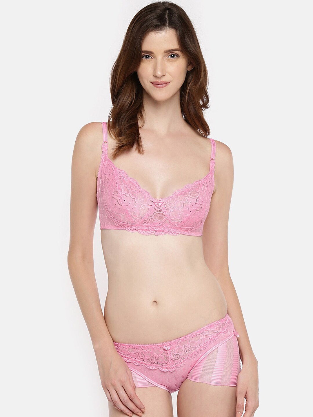 

Lady Love Women Pink Self Design Lingerie Set LLSET9031Pink30B