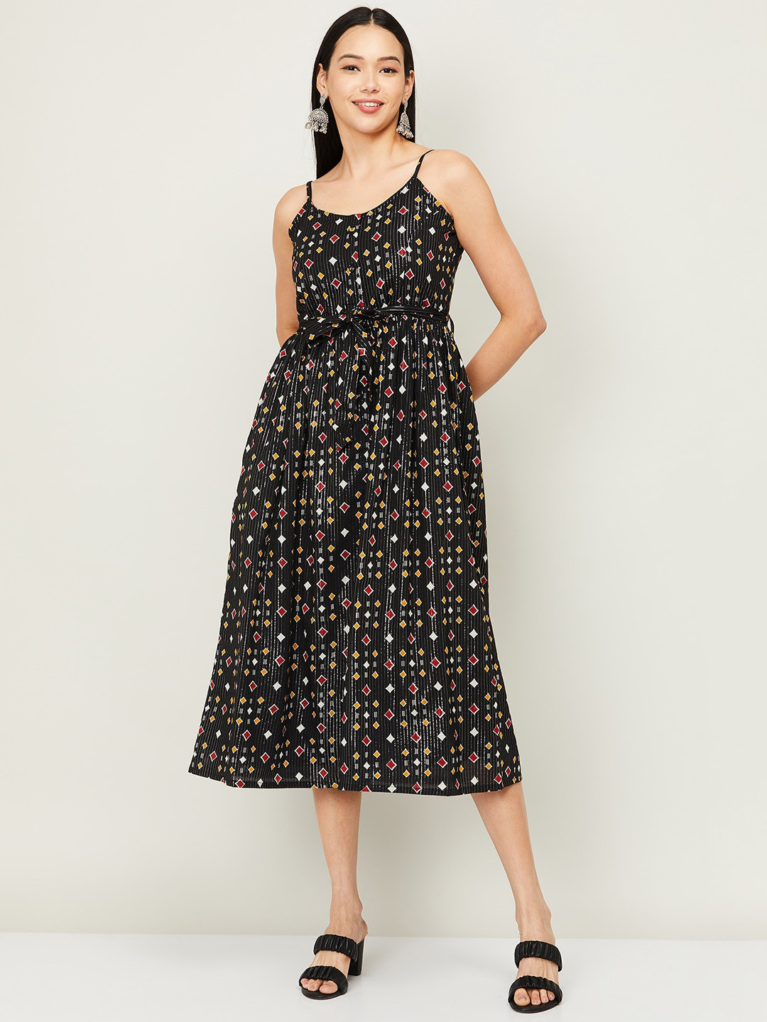 

Colour Me by Melange Black Cotton Midi Dress