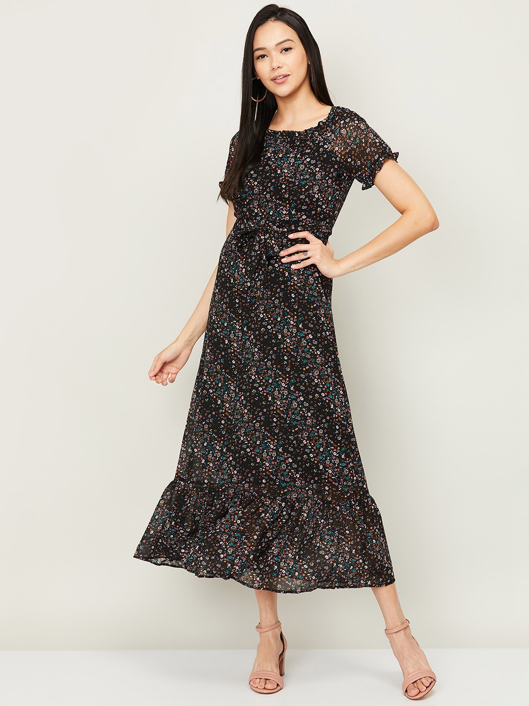 

CODE by Lifestyle Black Floral Midi Dress