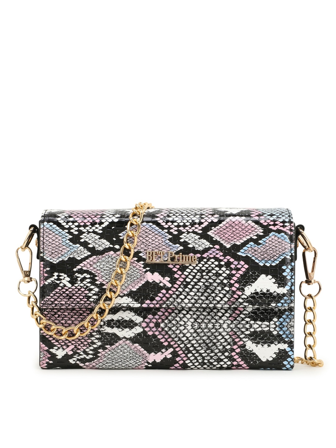 

WOMEN MARKS Woman Black Animal Textured PU Structured Sling Bag